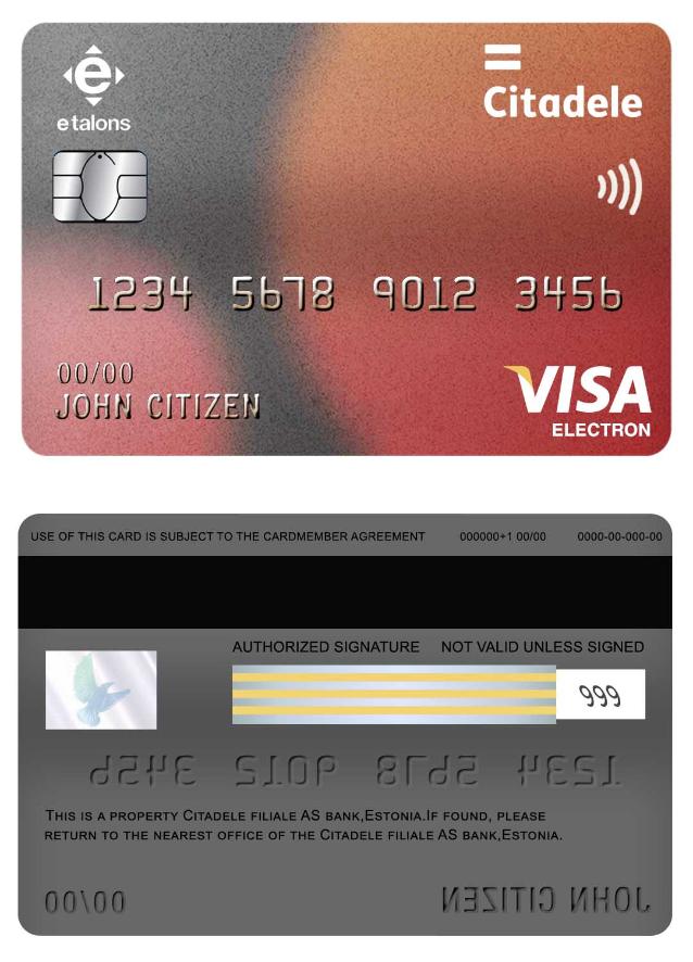 Estonia Citadele Filiale AS bank visa electron card
